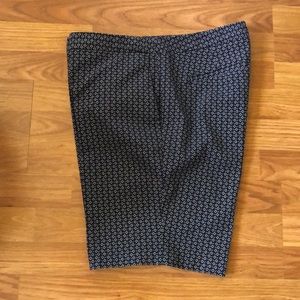 Mario Serrani Italy Blue White Geo Print Comfort Stretch Bermuda Shorts